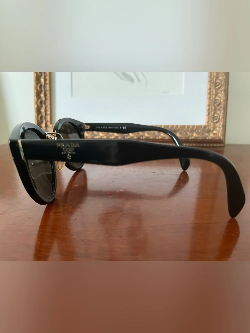 Prada Oversize Round Black Cat Eye Sunglasses (Authentic)